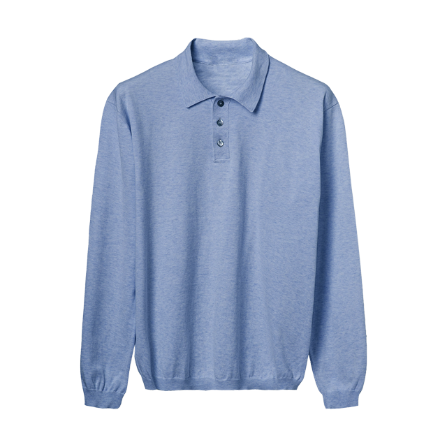 High Quality Italian Cotton Polo Light Blue Colour For Man 